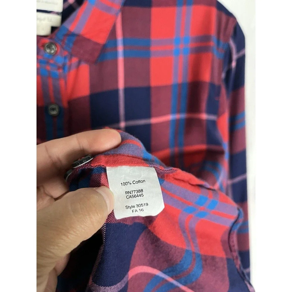 J‎ Crew Perfect Fit Plaid Button Front Shirt Women's Size L Multicolor Cotton